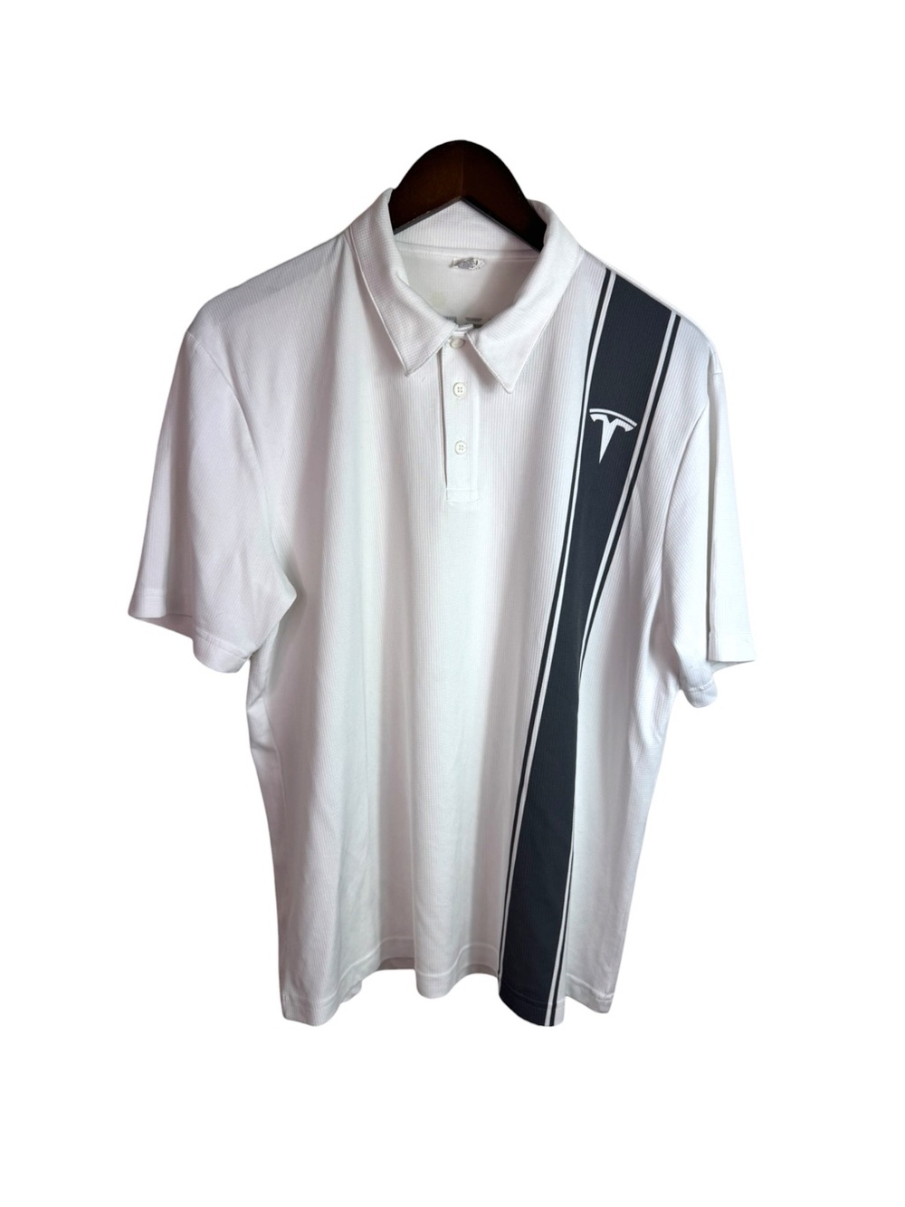Tesla Polo Large Shirt White Grey Stripe Alo Tee